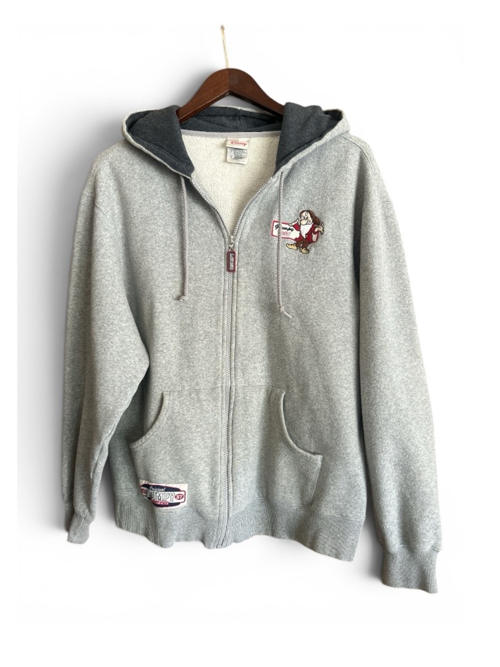 Disney Store Grumpy Hoodie 1937 Original Classic Sm Sweatshirt Full Zipper Gray